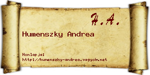 Humenszky Andrea névjegykártya